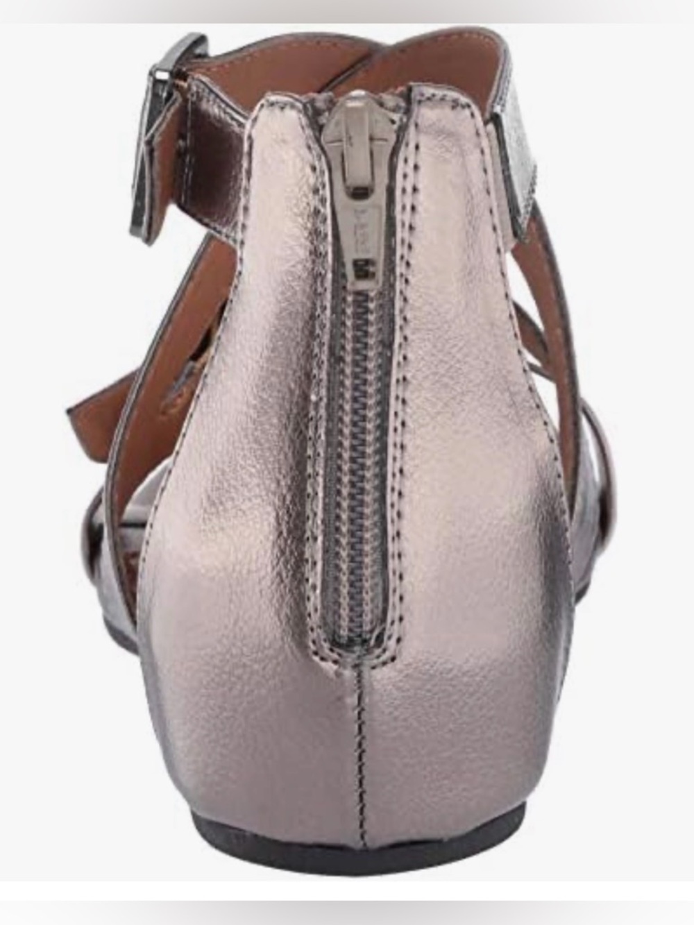 Euro Soft 1.5” Wedge Gladiator Sandal in Pewter Faux-Leather w Back Zip (Sz 10) - Picture 6 of 11